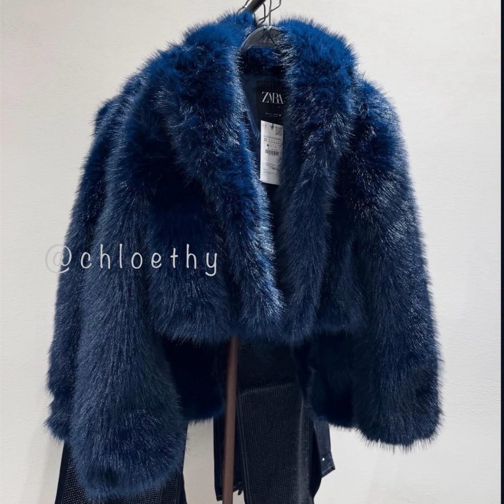 Zara FAUX FUR SHORT COAT - Picture 10 of 16